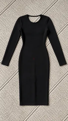 Black long-sleeve bodycon midi dress - size unknown, good condition