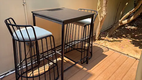 High Bar Table with 2 Metal Chairs