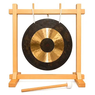 Traditional Gong with Wooden Stand & Mallet – Meditation & Sound Therapy