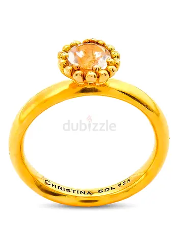 Christina ring Gold-plated with round peach stone- 800-3.5.B49