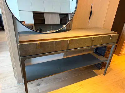 Wooden Console Table with Lower Shelf and Drawers - Modern Design