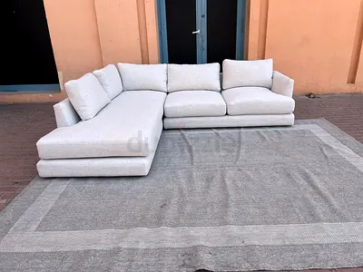 West Elm L Shape Sofa Beige Excellent Condition