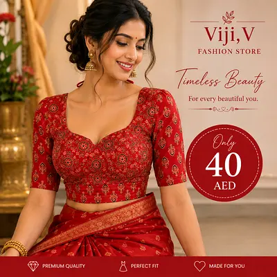 Red Brocade Half-Sleeve Blouse