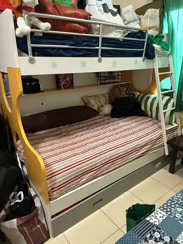 White wooden bunk bed with storage underneath good condition