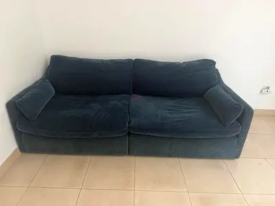Dark blue 3-seater fabric sofa - comfortable, good condition