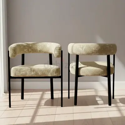 Set of 2 Kahlea Cream & White Dining Chairs with Bronze Legs