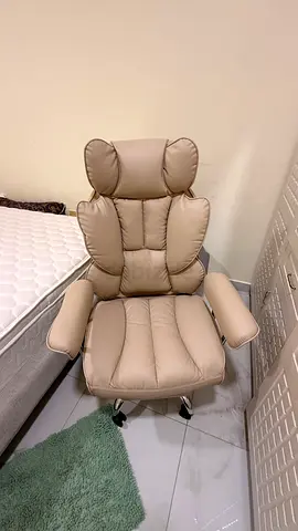 Beige ergonomic office/gaming chair with headrest - good condition