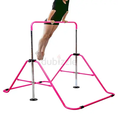 Adjustable Pink Gymnastics Training Bar — Portable Kids/Beginner Parallel Bar
