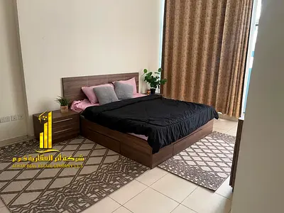 Luxury apartment, second occupancy, one bedroom, living room with open balcony. Ajman One Tower. Fully furnished, for monthly rent.