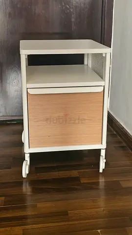 IKEA BEKANT Mobile Office Storage Unit on Wheels – White / Oak