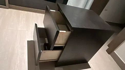Dark wood bedside table / nightstand with two drawers