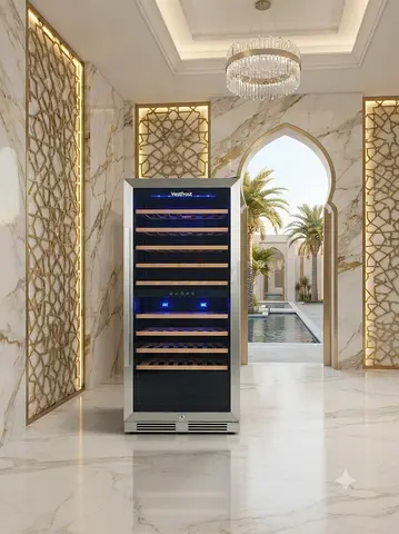 Terim Dual-Temperature Wine Fridge – 128 Bottle Capacity | Wooden Shelves | Like New