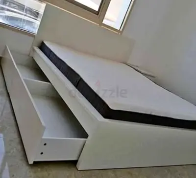 Ikea Queen size bed with mattress and storage drawers
