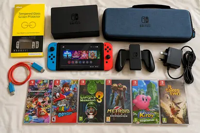 Nintendo Switch OLED + 6 Games + Dock + Case + Accessories