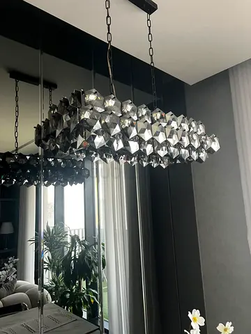 Rectangular Crystal Pendant Chandelier - Modern Dining Light