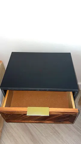 2 Small wooden bedside drawer / nightstand drawer (single unit) - black top.
