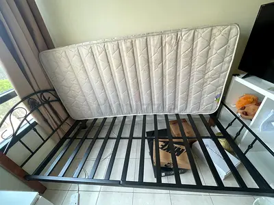 Single metal bed frame, free mattress if you like