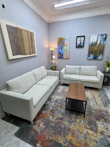 Light grey 3-seater and 2-seater sofa set with coffee table - good condition
