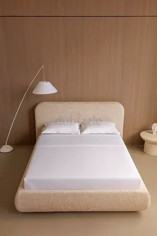 Modern Upholstered Bed Frame with Curved Headboard