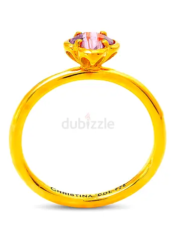 Christina Ring Gold-Plated Ring with Pink Stone - 800-2.5.B59
