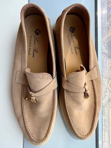 Loro Piana Suede Loafers - Summer Walk, Beige, Size 38 and half