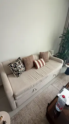 Light beige 3-seater sofa bed with storage - good condition