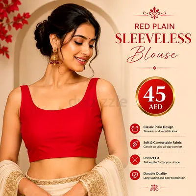 Red Plain Sleeveless Blouse