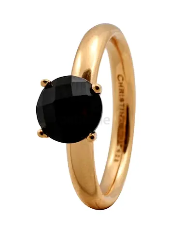 Christina Ring Gold ring with single round black gemstone -800-3.1.B55