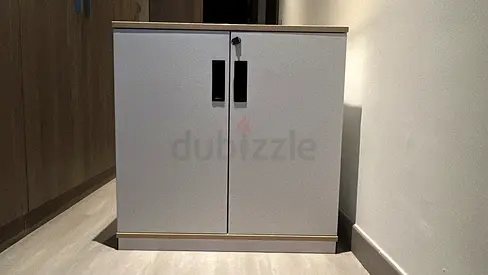 Two Compact 2-Door Storage Cabinet with Lock — Good Condition