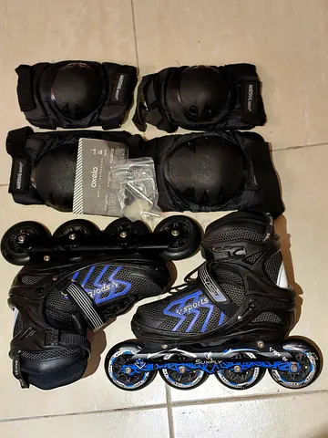 Inline Skates with Full Protective Gear - Size Adjustable, Good Condition