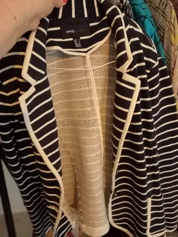 MNG by Mango striped blazer jacket, navy & white, size L