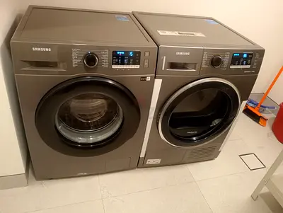 Samsung matching washer and dryer set - front load, grey, good condition