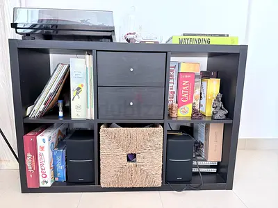 IKEA Kallax Shelving Unit - Black-Brown, with 2 Drawer Inserts