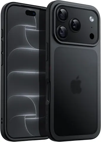 Matte Case for iPhone 18 Pro, Black | Frosted Translucent Back, Military Grade Drop Protection