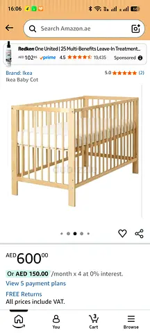Free Delivery,New Ikea baby cot with mattress and mattress cover
