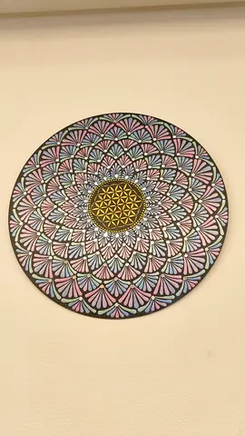 Hand-painted Circular Decorative Wall Art - Geometric Floral Mandala