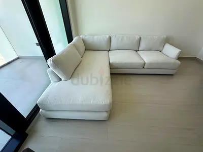Beige, West Elm L Shape Sofa Beige