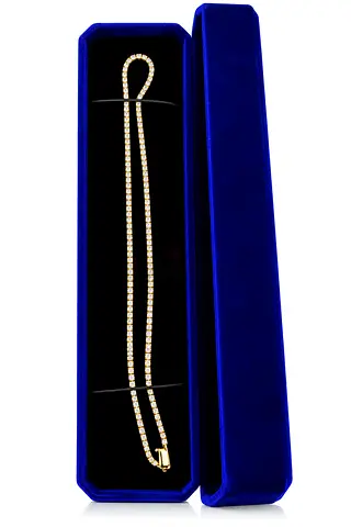 18K Yellow Gold Natural Diamond Tennis Necklace 40cm, ~3.00 Ct
