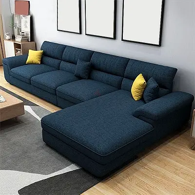 Modern Blue L-Shaped Sectional Sofa