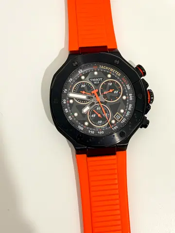 Tissot Chronograph Men's Watch with Orange Rubber Strap