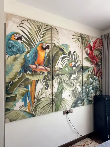 Large 3-Panel Tropical Parrot Wall Art Canvas