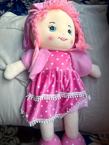 Soft pink rag doll in good used condition