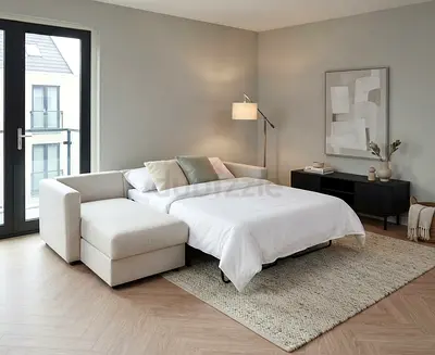 Modern L-Shaped Sofa Bed with Pull-Out Mattress vimle