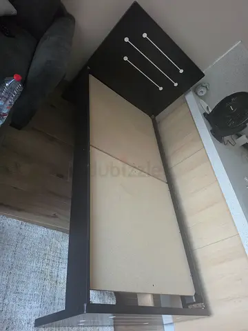 Single wooden bed frame with headboard - dark finish