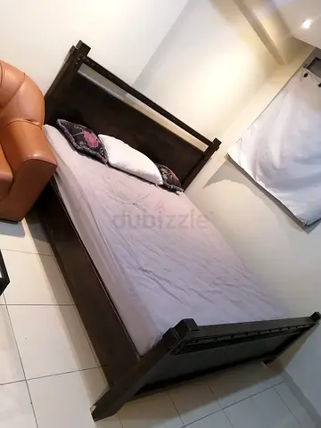 Solid Dark Wood Double Bed Frame - Sturdy Design