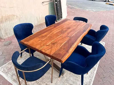Selling high quality pure Wooden dining table with six chairs
