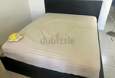 Ikea king size bed with mattress and storage drawers