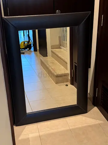 Large Black Framed Wall Mirror - Modern, Gently Used