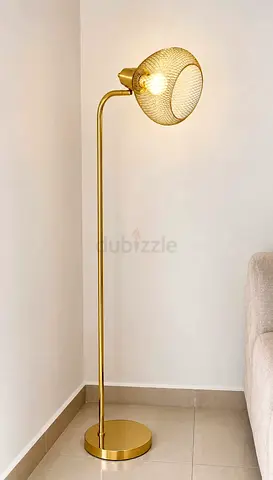 Gold Mesh Designer Floor Lamp — Modern Standing Light, Good as New