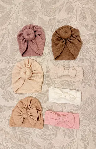 Baby Knotted Turban Hats and Headbands - Neutral Colors